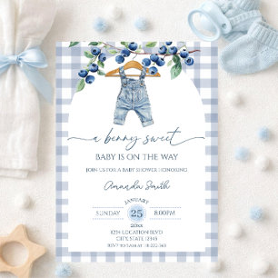 Invitation Baby shower bébé garçon doux myrtille
