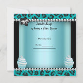 Invitation Baby shower bébé garçon Turquoise Cupcake Sprinkl (Dos)