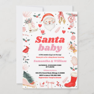 Invitation Baby shower bébé Girl Père Noël
