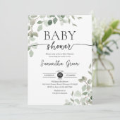 Invitation Baby shower bébé Hello vert (Debout devant)