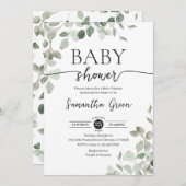 Invitation Baby shower bébé Hello vert (Devant / Derrière)