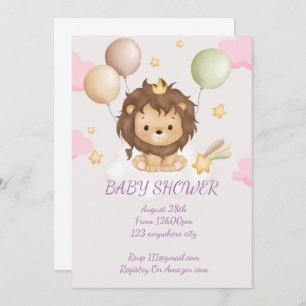 INVITATION baby shower BÉBÉ LION