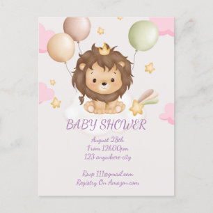 INVITATION baby shower BÉBÉ LION