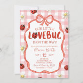 Invitation Baby Shower Bébé Lovebug Rouge à Carreaux (Devant)