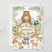 Invitation Baby shower Bébé mignon Bois Animaux (Devant)
