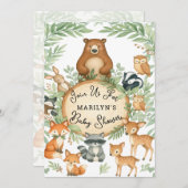 Invitation Baby shower Bébé mignon Bois Animaux (Devant / Derrière)