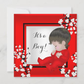 Invitation Baby shower Bébé mignon Garçon rouge Blossom C (Devant)