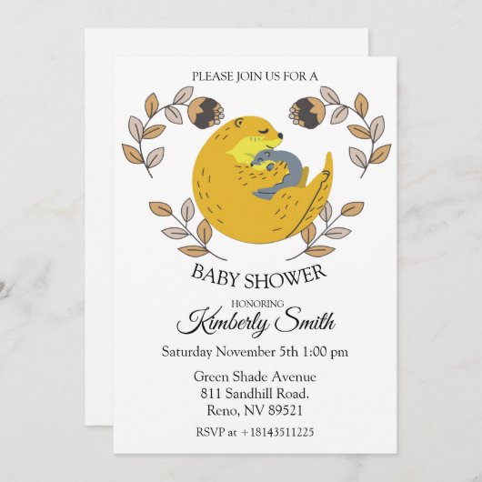 Invitation Baby shower Bébé mignon Otter (Devant / Derrière)