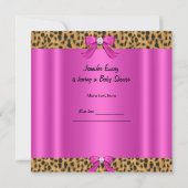 Invitation Baby shower bébé mignonne fille Leopard Hot rose o (Dos)