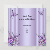 Invitation Baby shower Bébé mignonne Fille Papillon pourpre 3 (Dos)