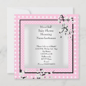 Invitation Baby shower Bébé mignonne Fille rose Fleur Spot C (Dos)