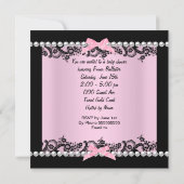 Invitation Baby shower Bébé mignonne Fille rose Zèbre dentell (Dos)