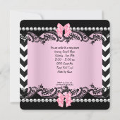 Invitation Baby shower Bébé mignonne Fille rose Zèbre Dentell (Dos)