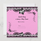 Invitation Baby shower bébé noir blanc rose fille (Dos)