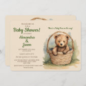 Invitation Baby shower bébé ours (Devant / Derrière)