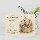 Invitation Baby shower bébé ours (Debout devant)