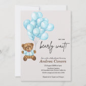 Invitation Baby shower bébé Ours bleu (Devant)