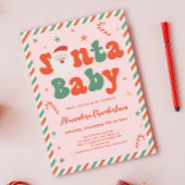 Invitation Baby shower bébé Père Noël de Noël rose