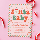 Invitation Baby shower bébé Père Noël de Noël rose