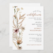 Invitation Baby shower bébé petit Fleur sauvage (Devant / Derrière)