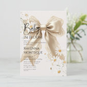 Invitation Baby Shower Bébé Préparé en Fleur Ruban (Debout devant)