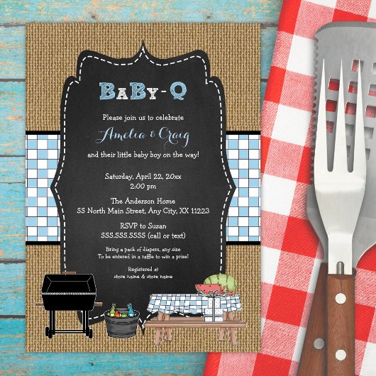 Invitation Baby shower bébé-Q, baby shower barbecue