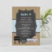 Invitation Baby shower bébé-Q, baby shower barbecue (Debout devant)