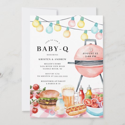 Invitation Baby shower bébé Q BBQ Bash (Devant)