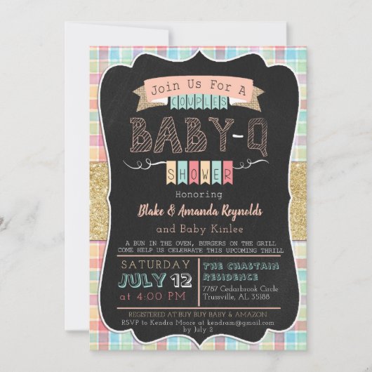 Invitation Baby shower bébé-Q fille (Devant)