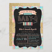 Invitation Baby shower bébé-Q fille (Devant / Derrière)