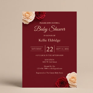 Invitation Baby-Shower Bébé Rose Rouge