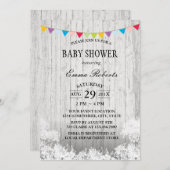 Invitation Baby shower Bébé rustique haleine Bois blanc (Devant / Derrière)