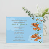 Invitation Baby shower bébé singe de Sweet Twins (Debout devant)