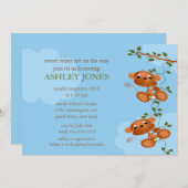 Invitation Baby shower bébé singe de Sweet Twins (Devant / Derrière)