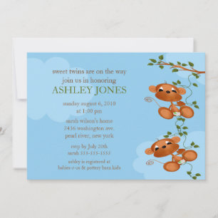 Invitation Baby shower bébé singe de Sweet Twins