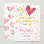 Invitation Baby shower bébé sucre et épice fille (Devant / Derrière)