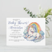 Invitation Baby shower bébé Unicorn garçon (Debout devant)