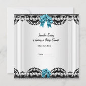 Invitation Baby shower Bébé Zebra Garçon noir blanc bleu (Dos)
