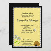 Invitation Baby shower Bee Happy Bumblebee (Devant / Derrière)