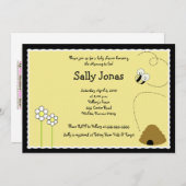 Invitation Baby shower Bee Happy Bumblebee (Devant / Derrière)