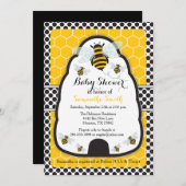 Invitation Baby shower Bee Hive/Invitation d'anniversaire (Devant / Derrière)
