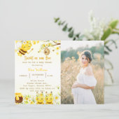 Invitation Baby shower Bee Sweet As Can Bee Photo (Debout devant)