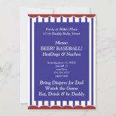 Invitation Baby shower Beer Baseball et Baby Daddy (Dos)