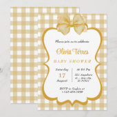 Invitation baby shower beige, blanc doré (Devant / Derrière)