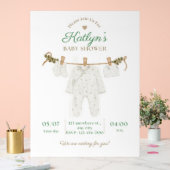 Invitation Baby shower beige et vert clair (Mariage)