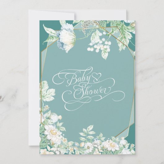 Invitation Baby shower | Berries Fleurs sauvages turquoises g (Devant)