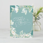 Invitation Baby shower | Berries Fleurs sauvages turquoises g (Debout devant)