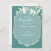 Invitation Baby shower | Berries Fleurs sauvages turquoises g (Dos)