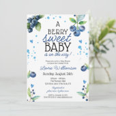 Invitation Baby shower Berry Sweet Blueberry (Debout devant)