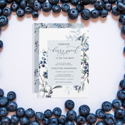 Invitation Baby shower Berry Sweet Blueberry